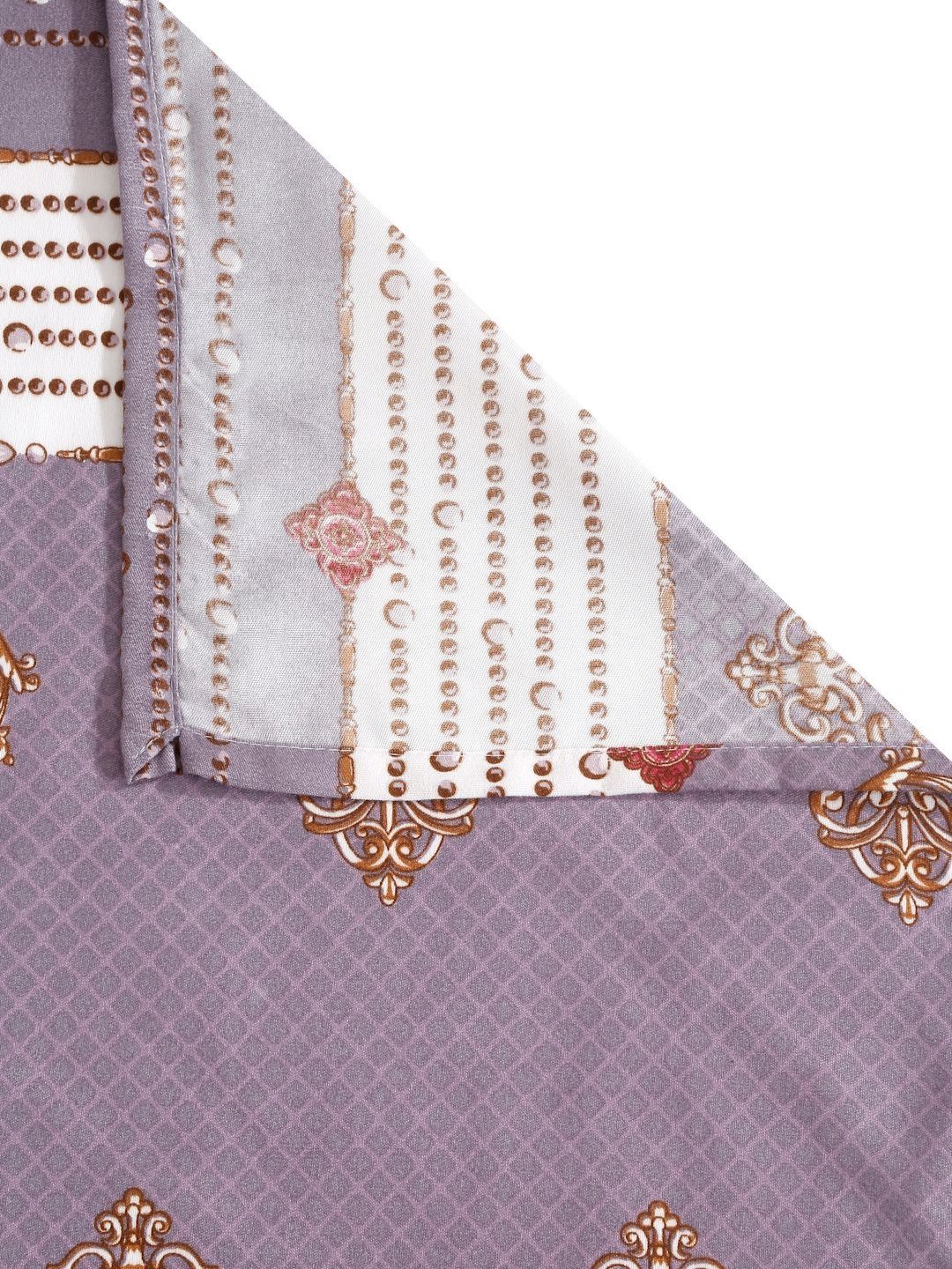 Myntra Elegant Homes Motif Etnik Ungu Policotton 300 TC Cadar Halus King dengan 2 Sarung Bantal-98 x 89 inci