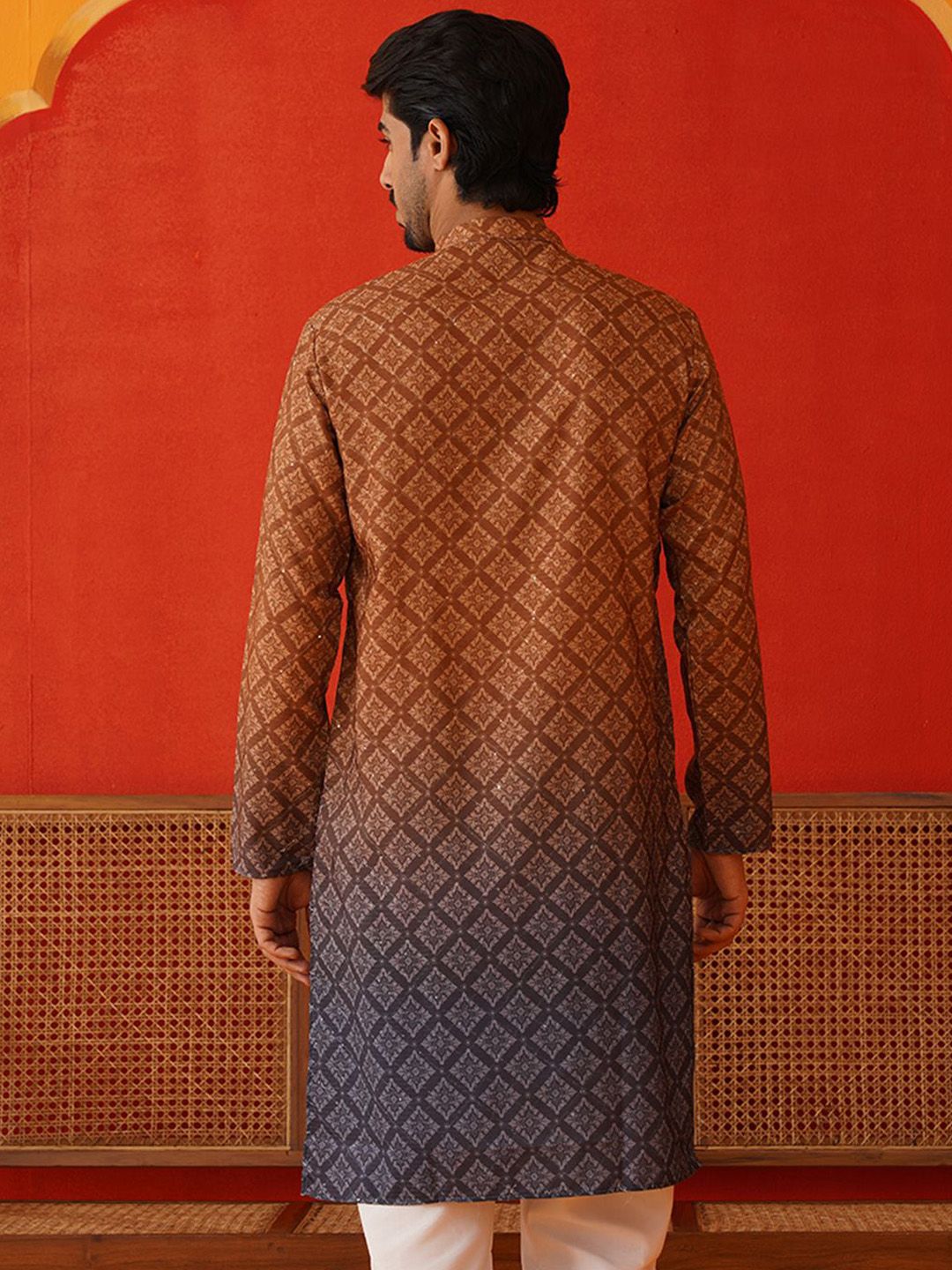 Jompers Men Floral Printed Sequinned Floral Kurta