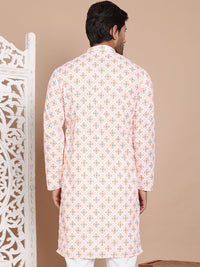 Jompers Men Geometric Printed Chikankari Kurta