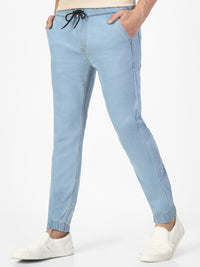 Urbano Fashion Men Blue Slim Fit Mid-Rise Clean Look Stretchable Jogger Jeans