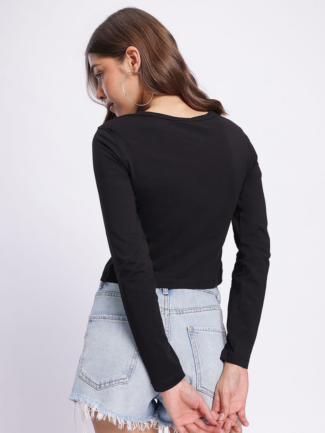 DressBerry Vibe Check Printed Crop Fitted Top