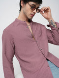 VASTRADO Men Classic Band Collar Textured Slim Fit Casual Shirt