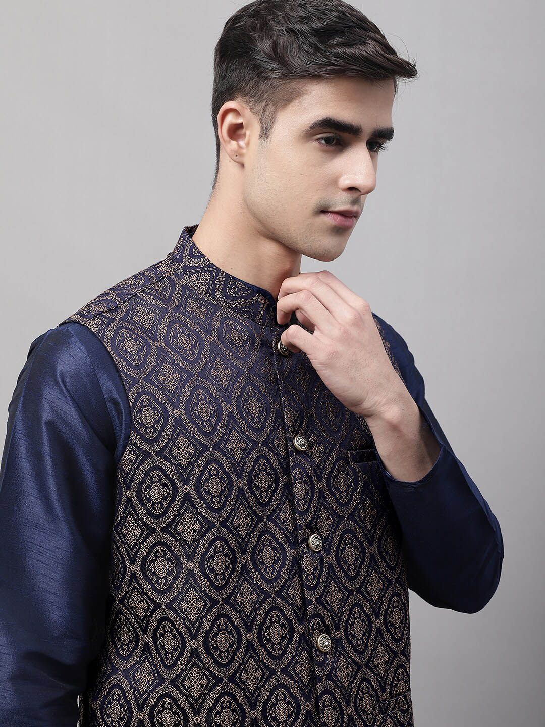 Jompers Men Woven Design Nehru Jacket