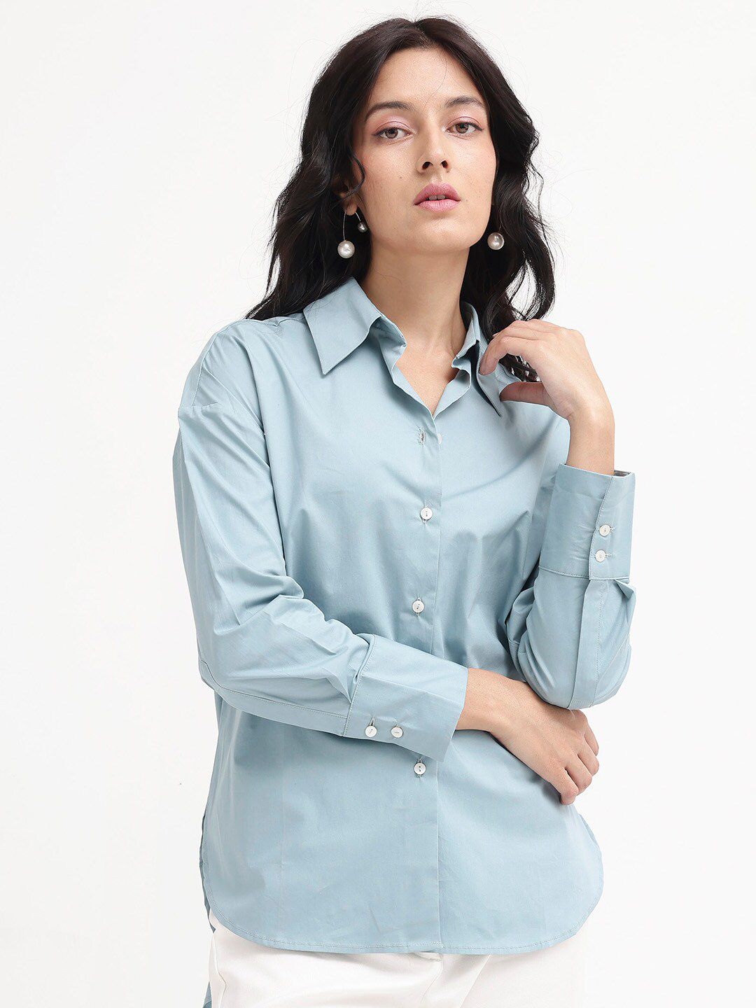 RAREISM Comfort Spread Collar Boxy Opaque Cotton Formal Shirt
