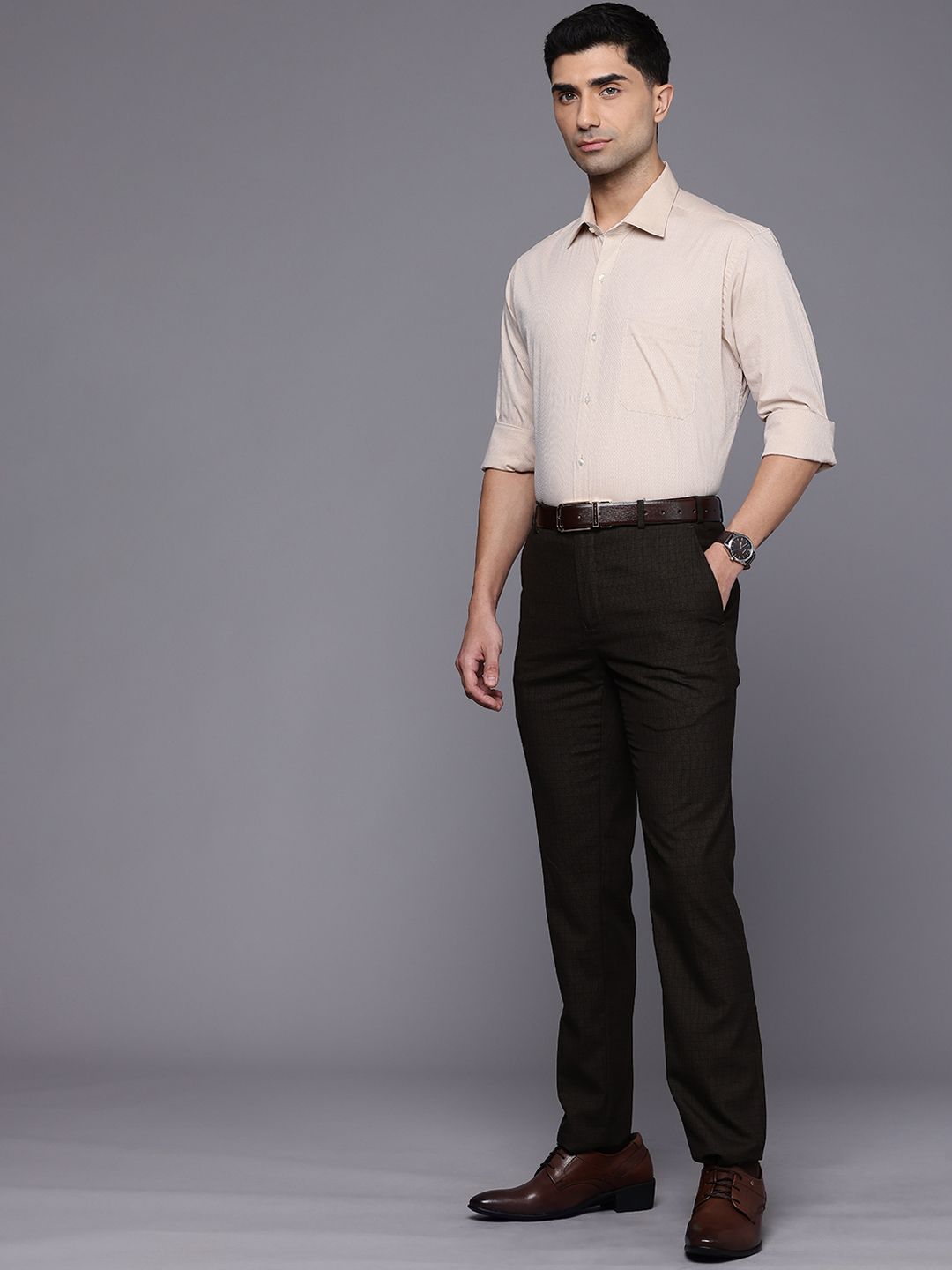 Raymond Textured Self Design Pure Cotton Formal Shirt