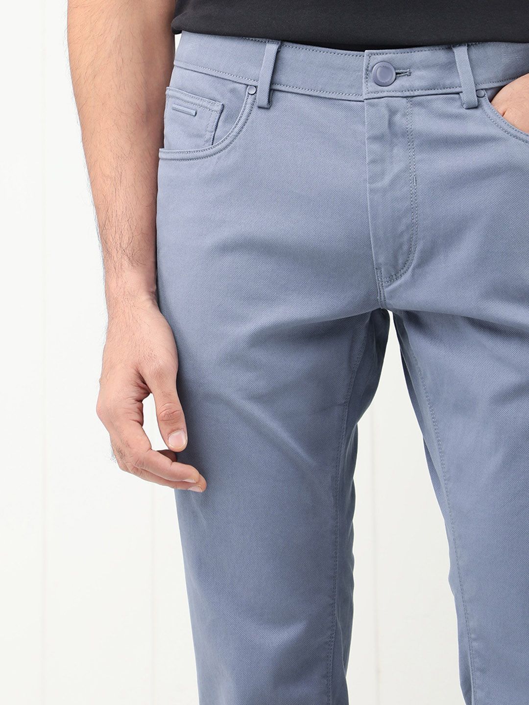 RARE RABBIT Men Poke-2 Mid-Rise Slim Fit Cotton Trouser