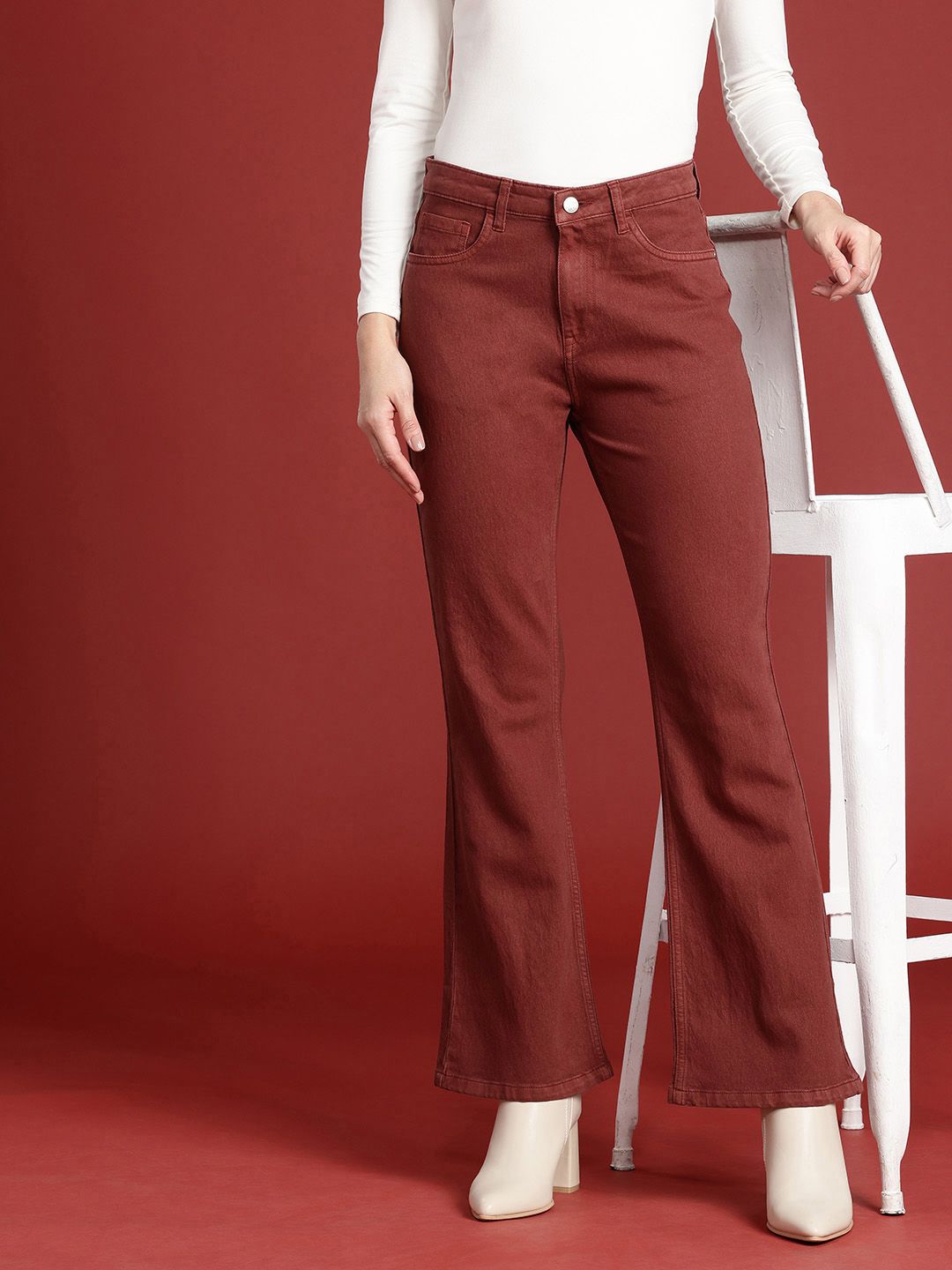 all about you Women Slim Bootcut High-Rise Stretchable Jeans