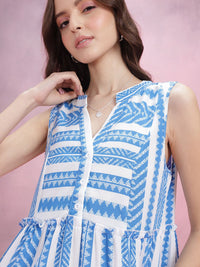 DressBerry Geometric Printed A-Line Midi Dress