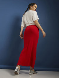 DressBerry Flattering Staple Ribbed Midi Skirt with Slit