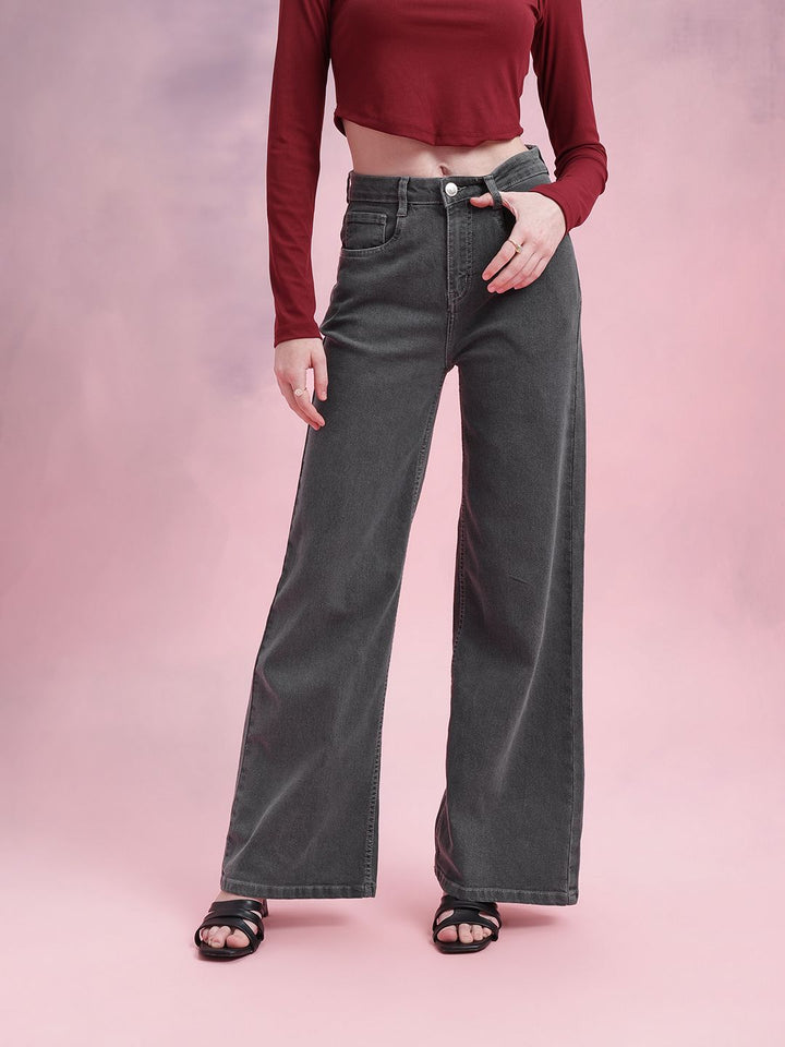 DressBerry Women Mid-Rise Wide Leg Stretchable Jeans