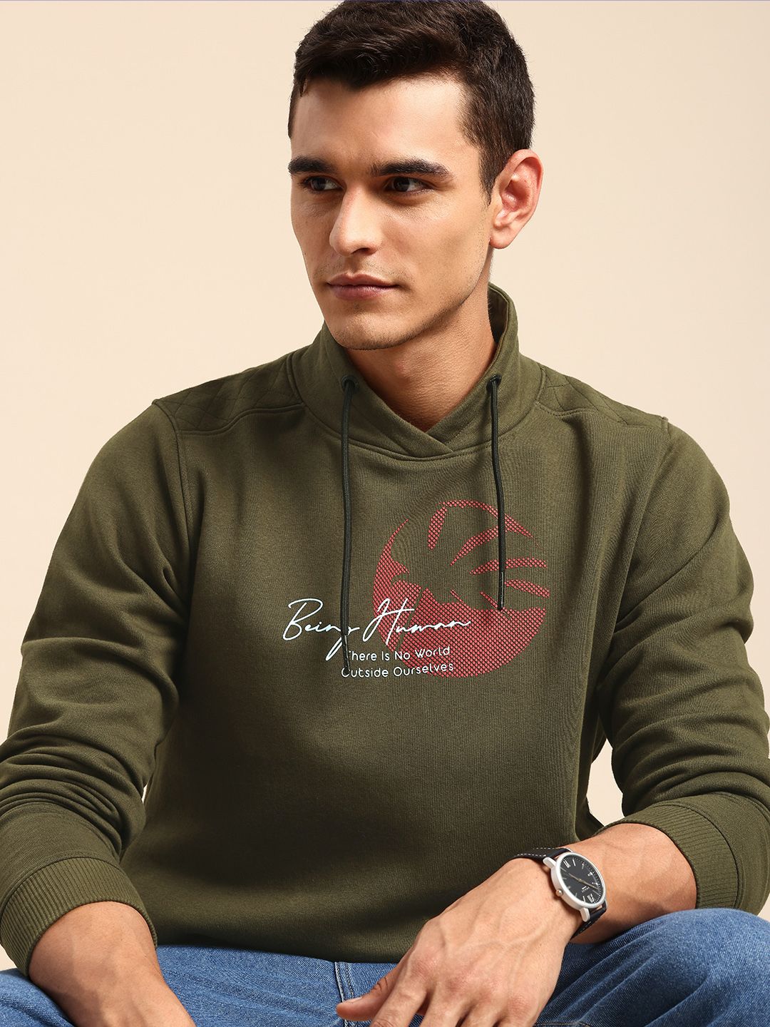 Being Human Brand Logo Printed Sweatshirt
