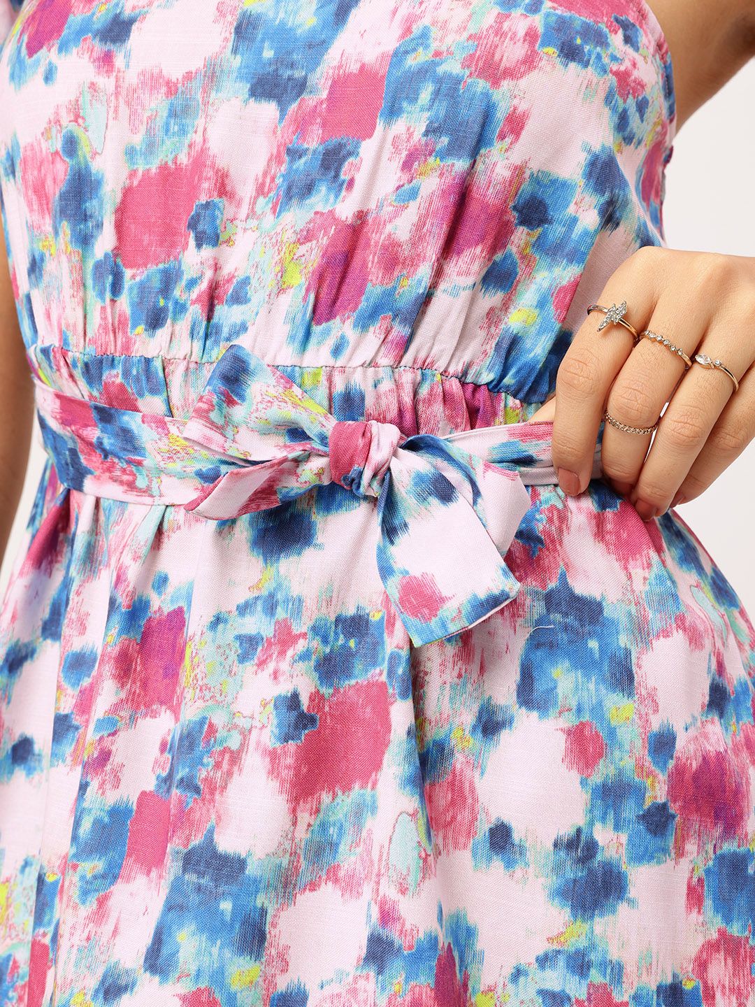 DressBerry Paint me Floral One Shoulder Fit & Flare Dress