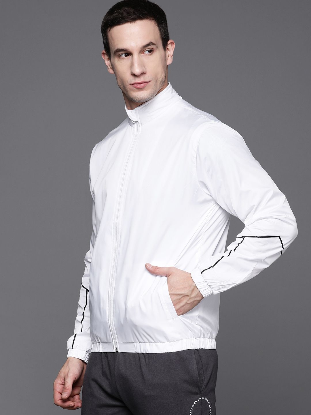 HRX by Hrithik Roshan Rapid-Dry & ANti-Microbial Finish Typography Printed Tailored Jacket