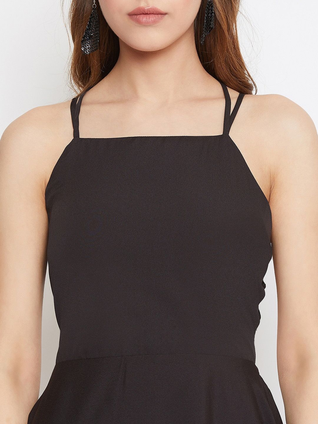 Berrylush Women Black Solid Fit and Flare Dress