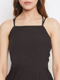 Berrylush Women Black Solid Fit and Flare Dress