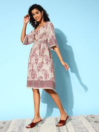 Indo Era Ethnic Motifs Print A-Line Dress