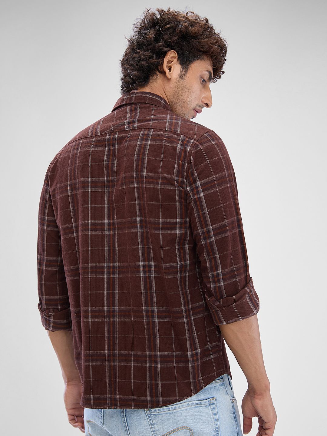 Spykar Men Slim Fit Tartan Checks Cektan Casual Sasual