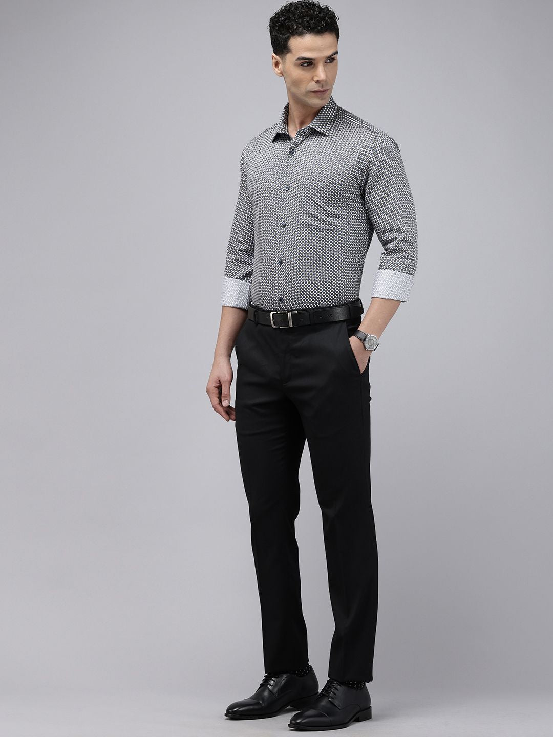 Park Avenue Slim Fit Printed Pure Cotton Formal Shirt