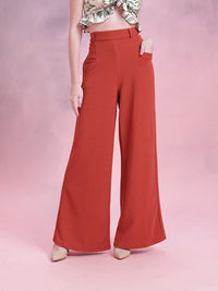 DressBerry Women Regular Fit Textured High-Rise Wide Leg Trousers