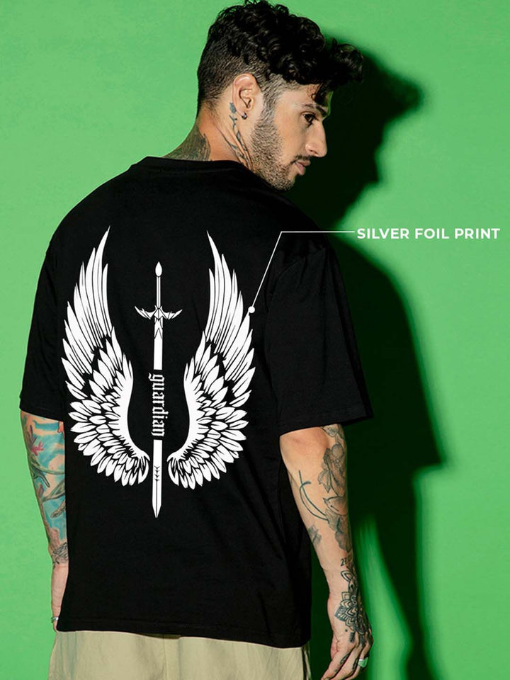 Bewakoof Guardian Wings Graphic Printed Pure Cotton Oversized T-shirt