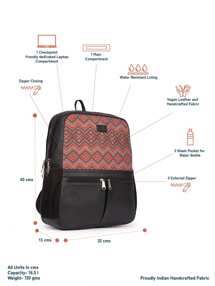 ZOUK  Women Chevron Printed Vegan Leather Backpack-Up to 16 inch