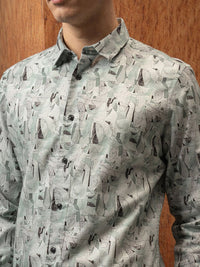 LOCOMOTIVE Luxe Satin Printed Party Shirt