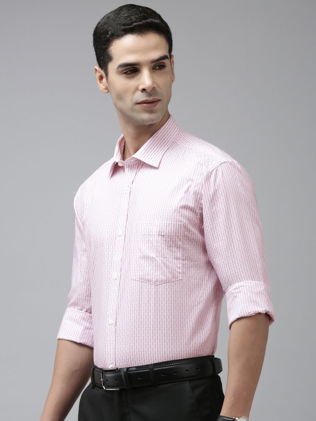 Park Avenue Pure Cotton Self Striped Slim Fit Formal Shirt
