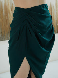 Berrylush Green High Rise Tulip Midi Skirt