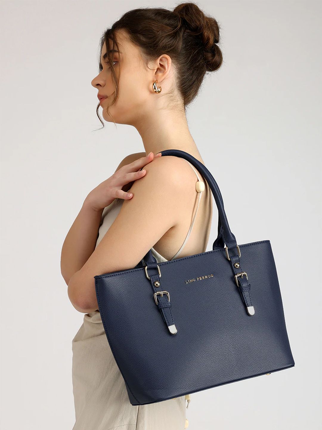 Lino Perros Navy Blue Solid Shoulder Bag