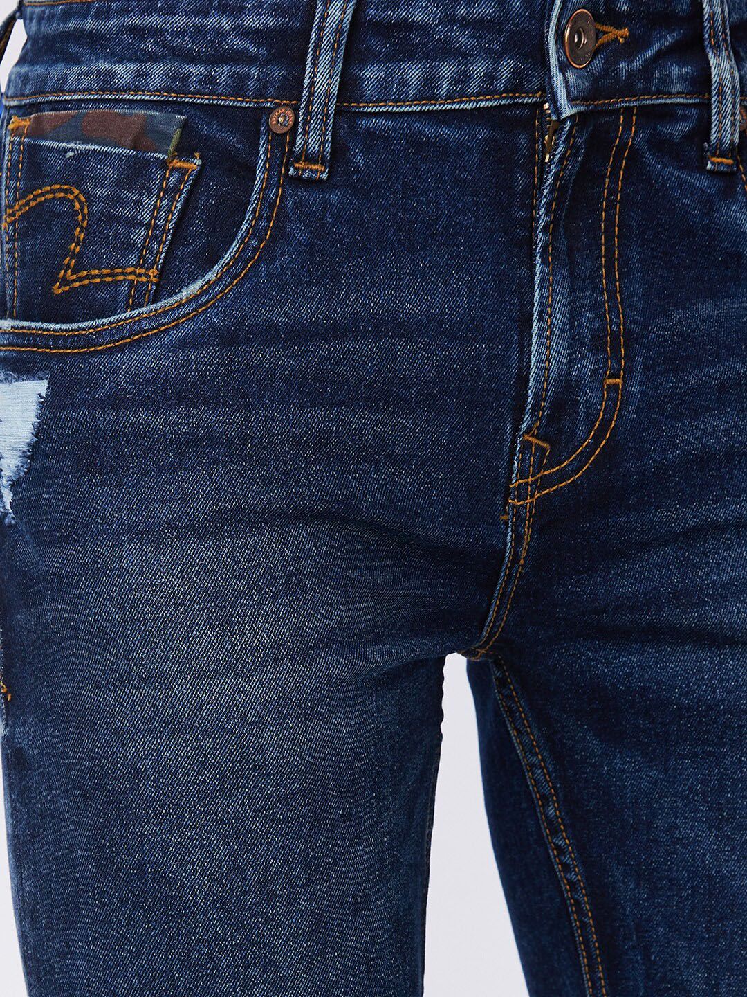 SPYKAR Men Skinny Fit Low-Rise Mildly Distressed Heavy Fade Jeans