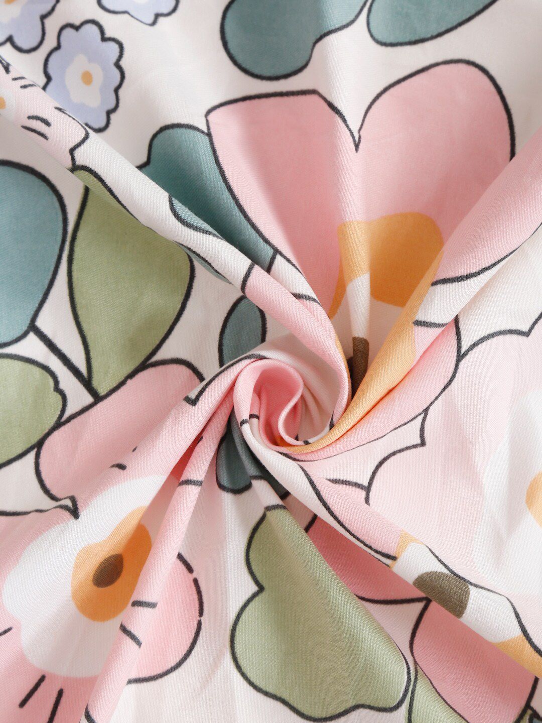 HOSTA HOMES White & Pink Floral 280 TC King Pure Cotton Bedsheet with 2 Pillow Covers