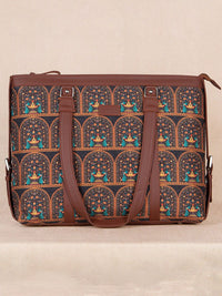 ZOUK Women Brown Ethnic Motifs Printed Structured Tote Bag