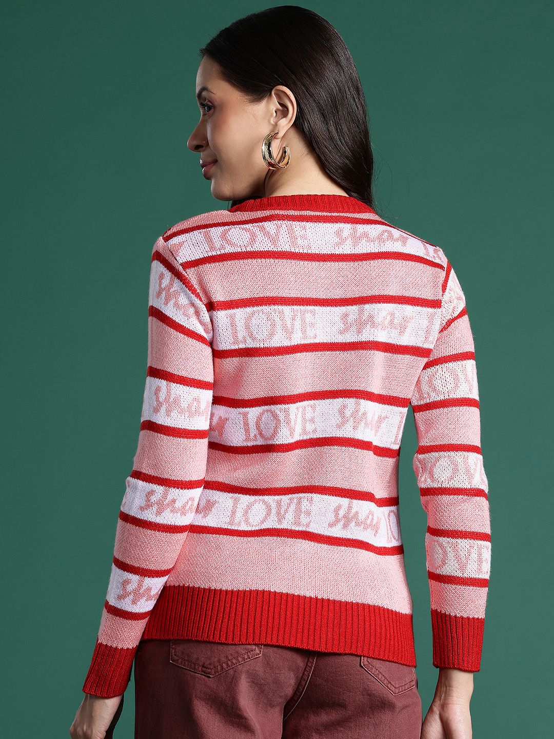 DressBerry Striped Typography Design Pullover