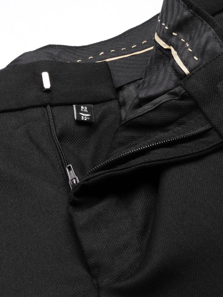Park Avenue Men Black Smart Fit Low-Rise Formal Trousers