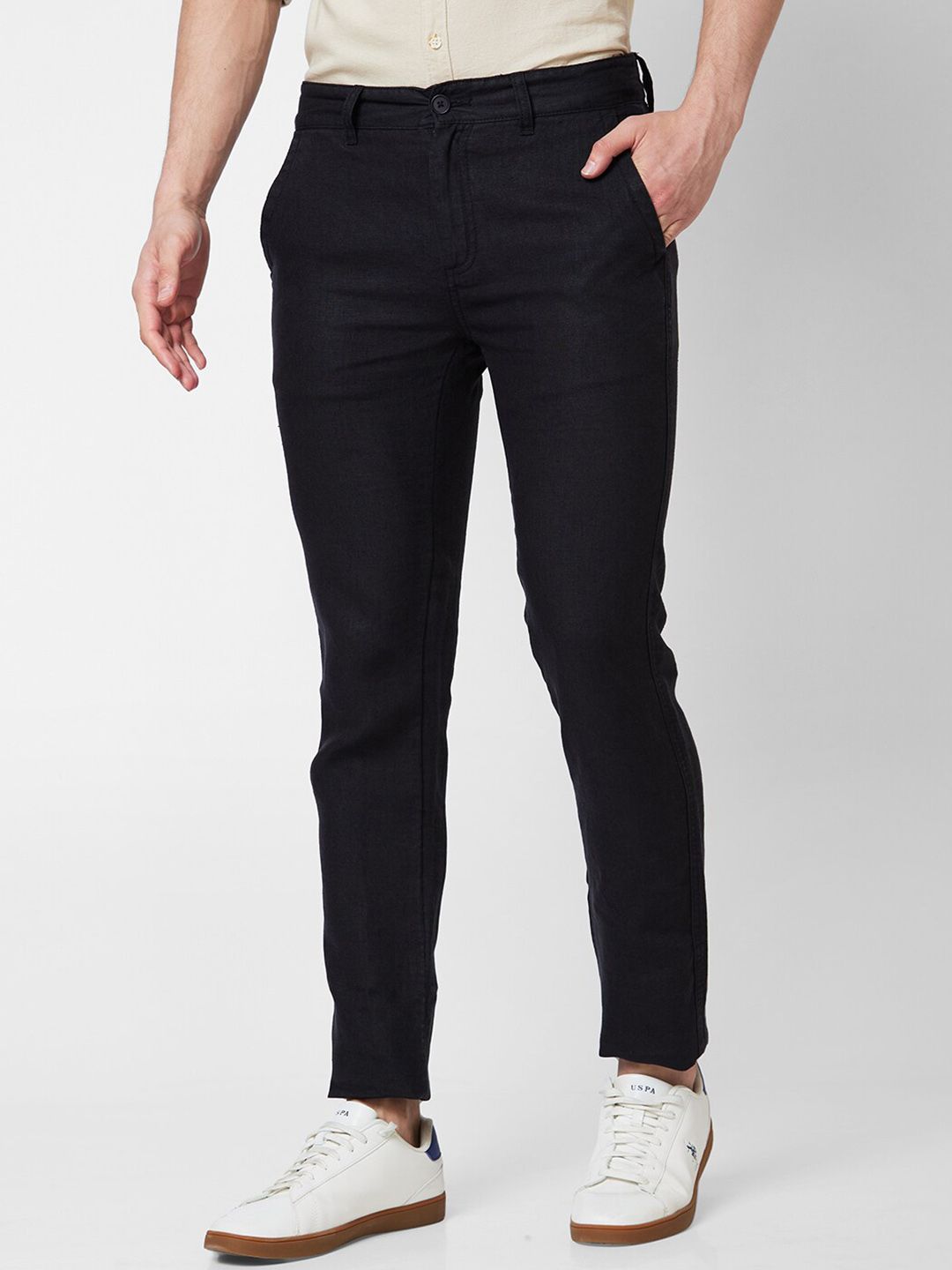 SPYKAR Men Linen Regular Fit Trousers
