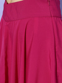 Berrylush Women Pretty Pink Solid Flared Skirt