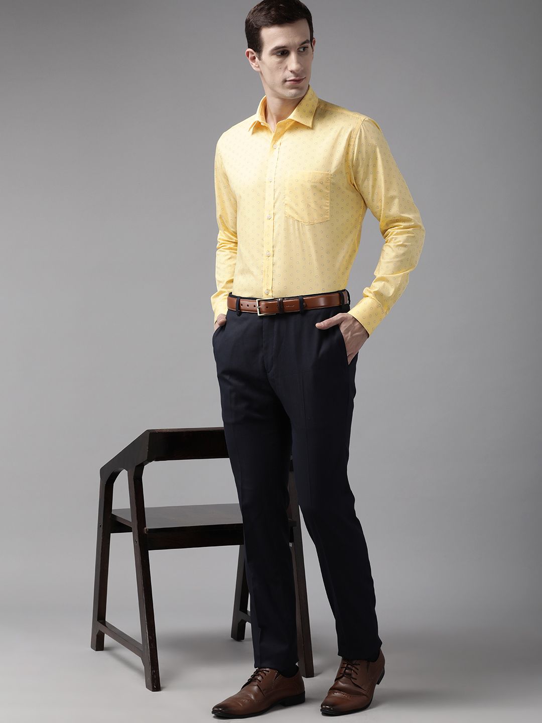 Park Avenue Slim Fit Printed Cotton Formal Shirt