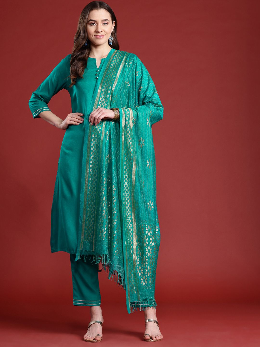 Anouk Regular Kurta with Trousers & Dupatta