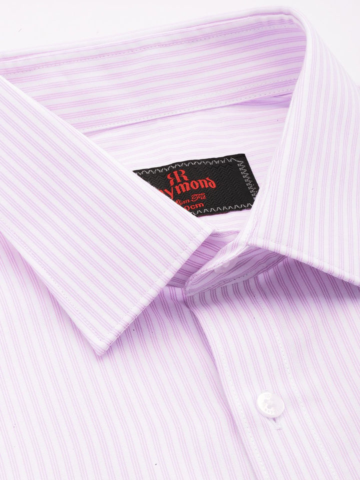 Raymond Pure Cotton Slim Fit Vertical Striped Formal Shirt