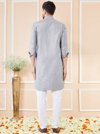 See Designs Shirt Collar Long Sleeves Pure Cotton Pathani Kurta With Pyjamas