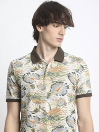 THE BEAR HOUSE Tropical Printed Polo Collar Pure Cotton T-Shirt