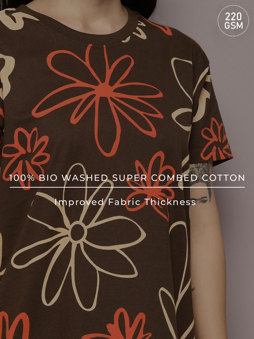 DILLINGER Floral Printed Pure Cotton Boxy T-shirt