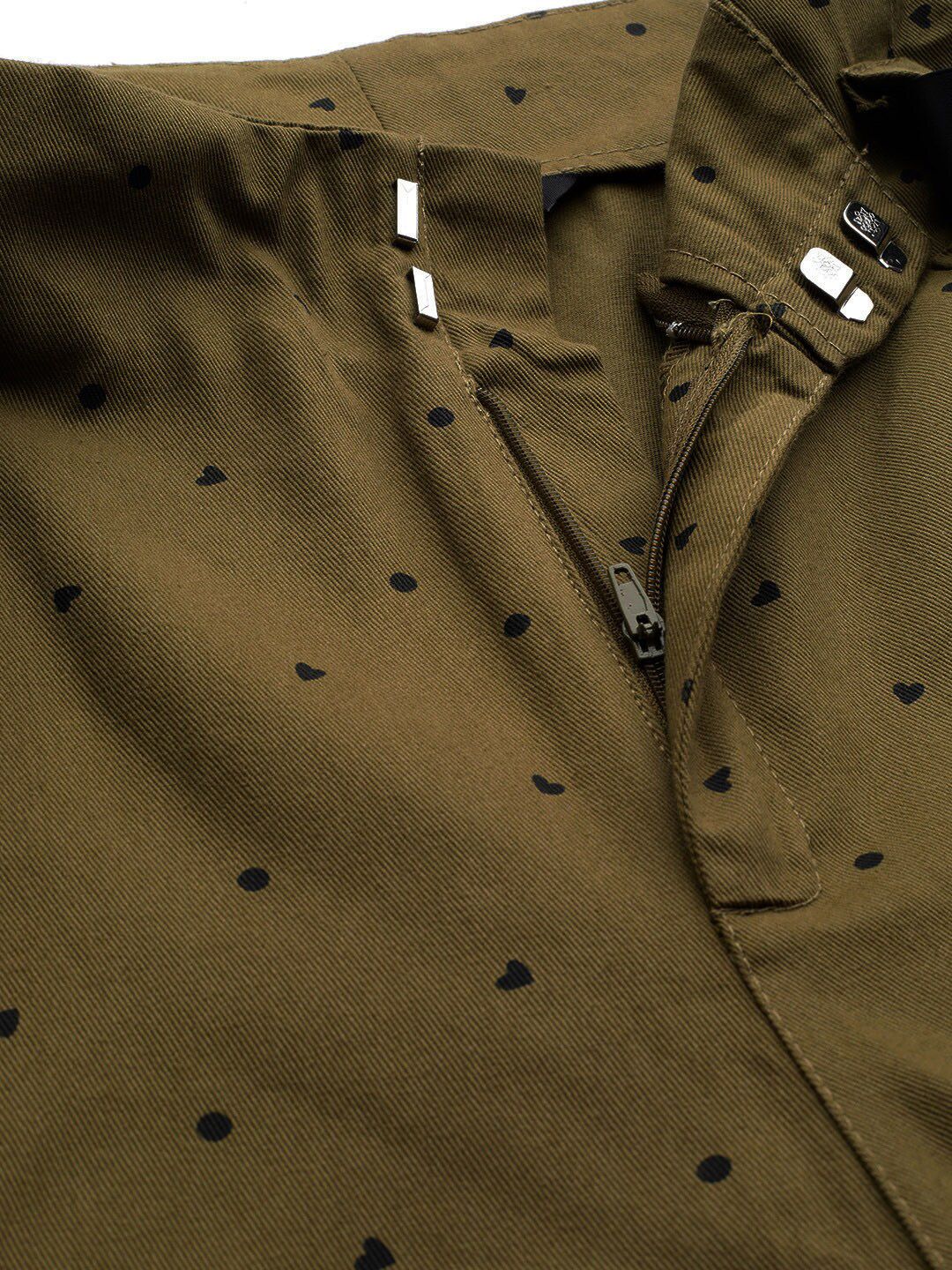 STREET 9 Women Olive Green & Black Regular Fit Printed Joggers