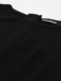 SASSAFRAS Black  One Side Frill Bodycon Dress