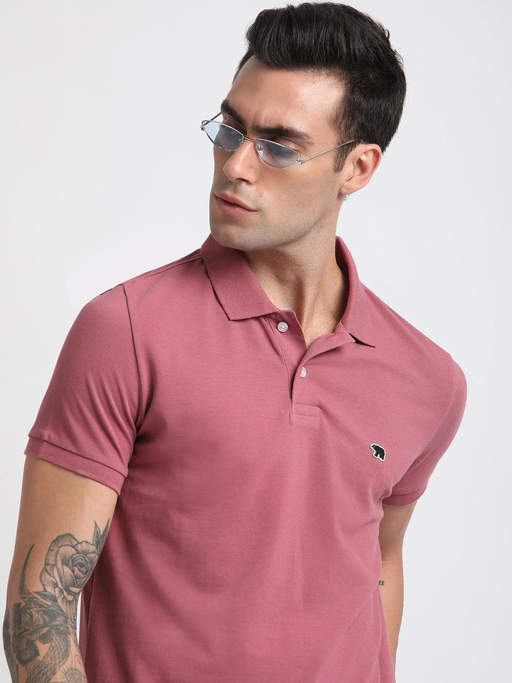 THE BEAR HOUSE Polo Collar Slim Fit Pure Cotton T-shirt