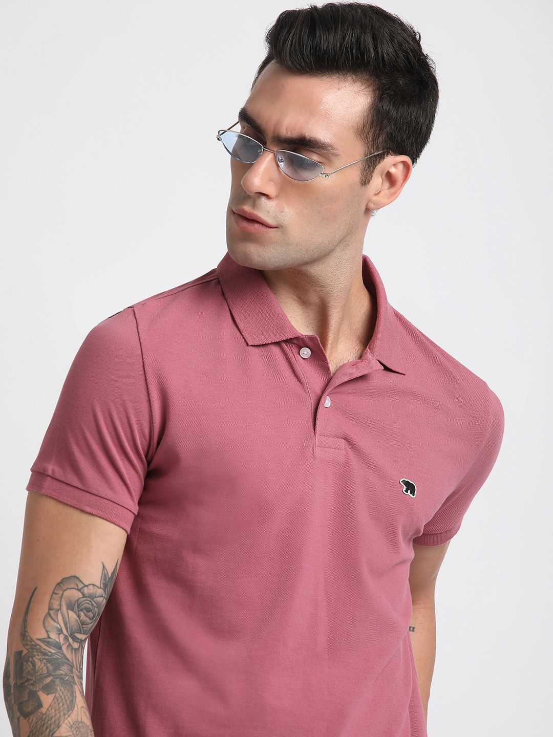 THE BEAR HOUSE Polo Collar Slim Fit Pure Cotton T-shirt