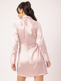 DressBerry Satin Glow-Up Striped Wrap Mini Dress