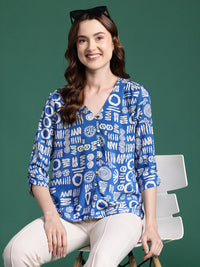 DressBerry Printed Ruched Sleeve Top