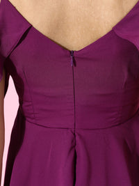 Berrylush Women Charming Purple Solid Tiered Dress