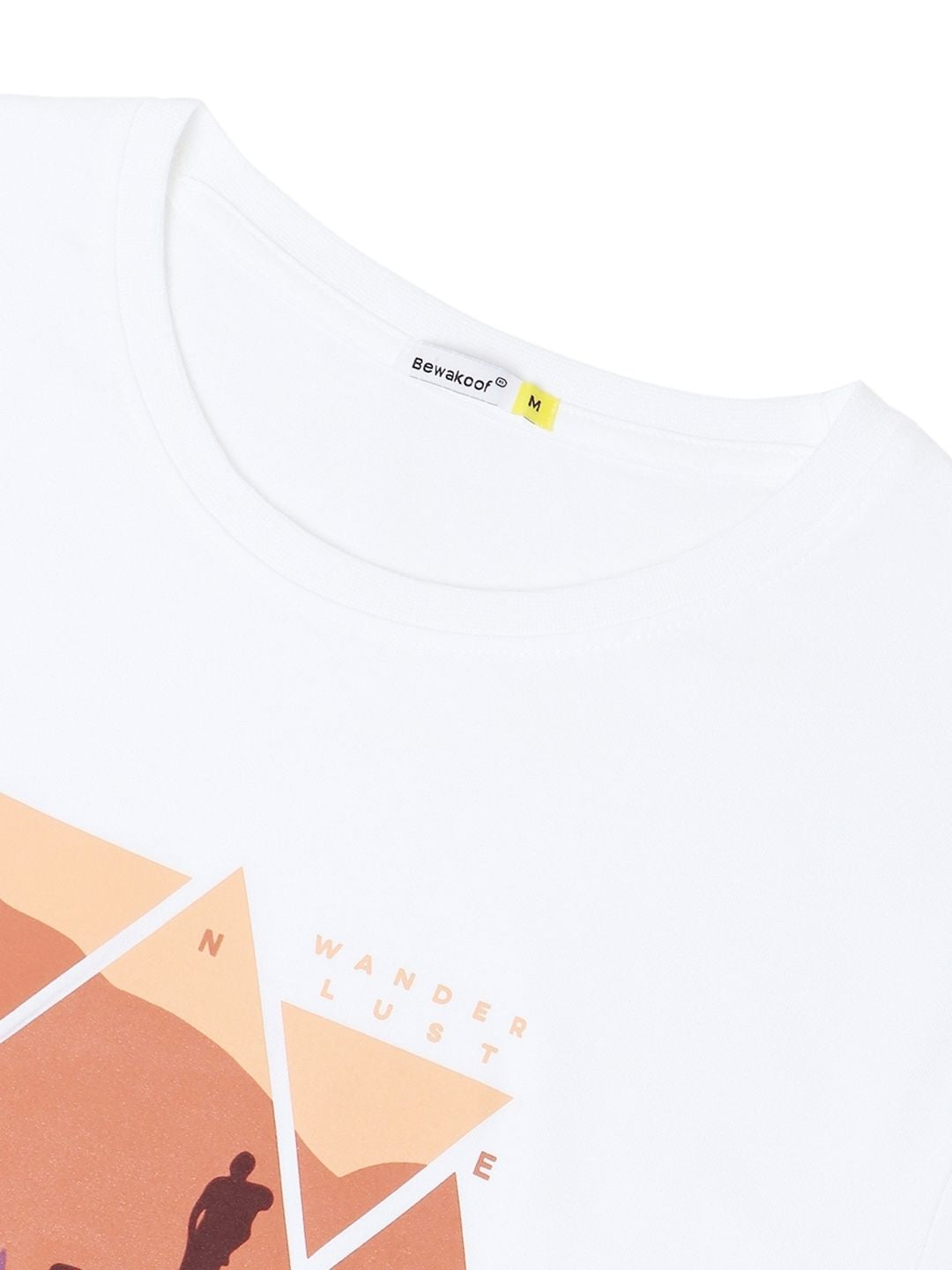 Bewakoof Men White & Coral Printed T-shirt